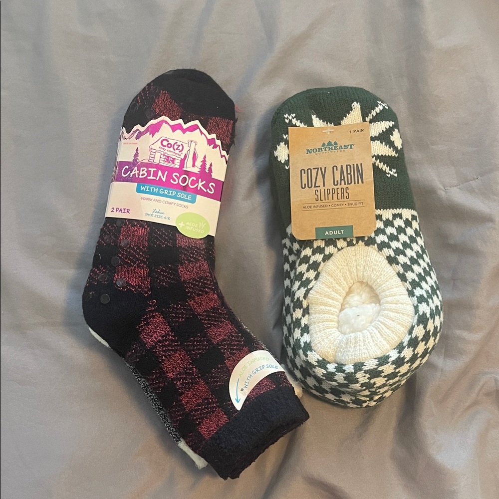 NWT Bundle - 2 pair of Cabin Socks and One Pair of Cabin Slippers
